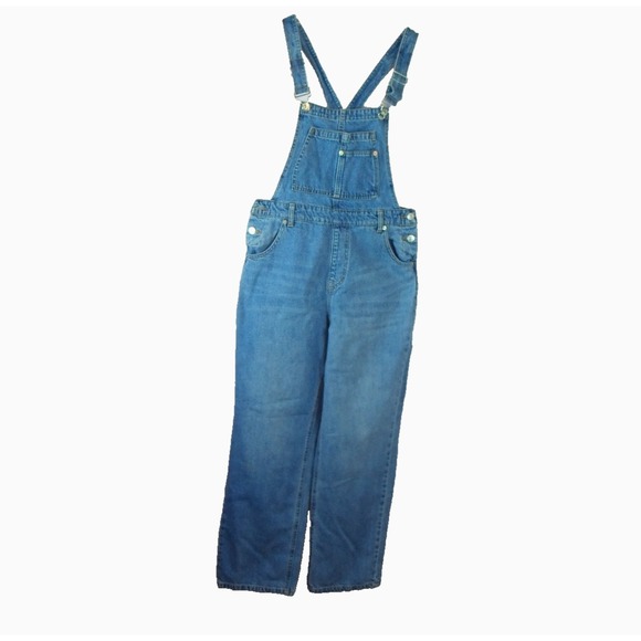 Forever 21 Denim Juniors Jeans Bib Overalls Size M  Six Pockets Medium Wash - Picture 1 of 7